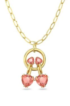 Γυναικεία Κολιέ Σκουλαρίκια Swarovski ροζ